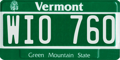 VT license plate WIO760