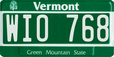 VT license plate WIO768