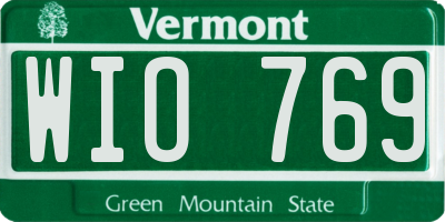 VT license plate WIO769