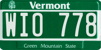 VT license plate WIO778