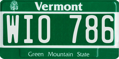 VT license plate WIO786