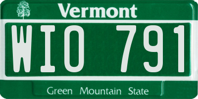 VT license plate WIO791