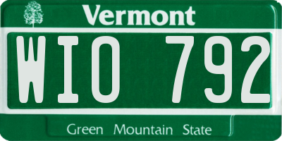 VT license plate WIO792