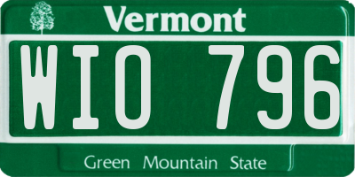 VT license plate WIO796