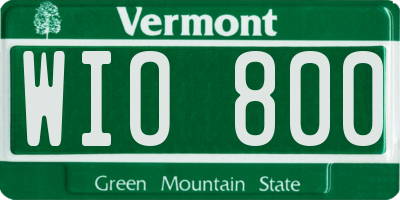 VT license plate WIO800
