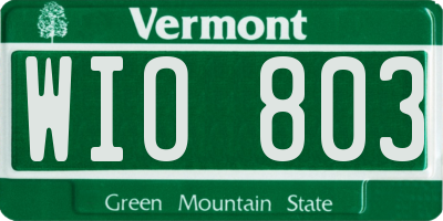 VT license plate WIO803