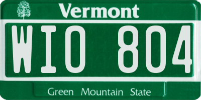 VT license plate WIO804