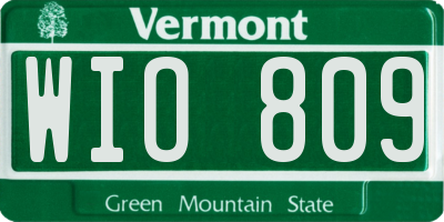 VT license plate WIO809