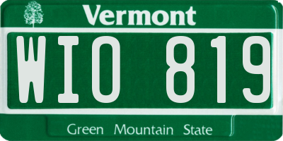 VT license plate WIO819