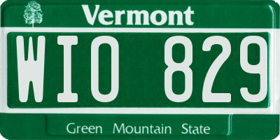 VT license plate WIO829