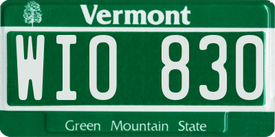 VT license plate WIO830