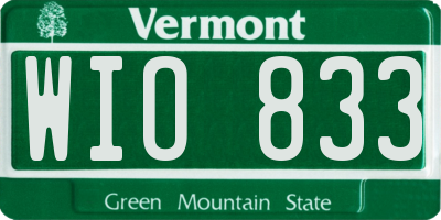 VT license plate WIO833