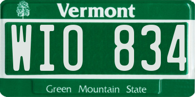 VT license plate WIO834