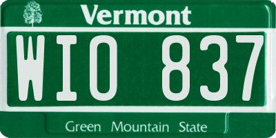 VT license plate WIO837