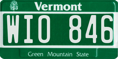 VT license plate WIO846