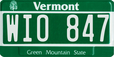 VT license plate WIO847