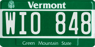 VT license plate WIO848