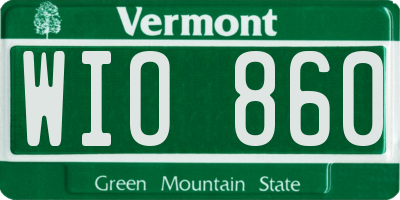 VT license plate WIO860