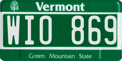 VT license plate WIO869