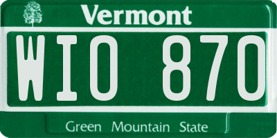 VT license plate WIO870