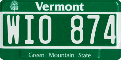 VT license plate WIO874