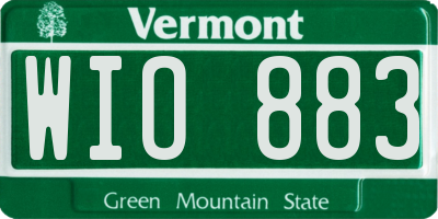VT license plate WIO883