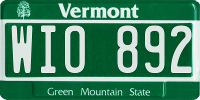 VT license plate WIO892