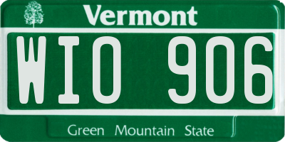 VT license plate WIO906