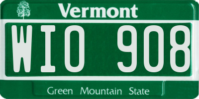 VT license plate WIO908