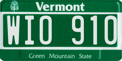 VT license plate WIO910