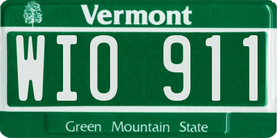 VT license plate WIO911