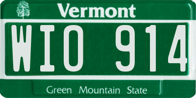VT license plate WIO914