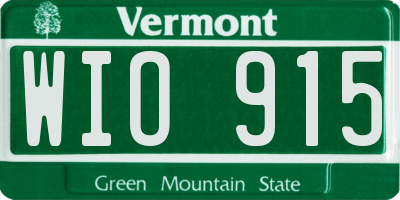VT license plate WIO915