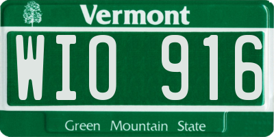 VT license plate WIO916