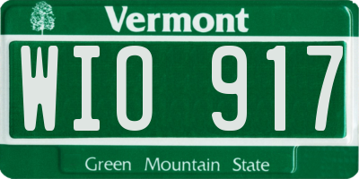 VT license plate WIO917