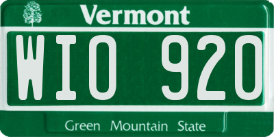 VT license plate WIO920