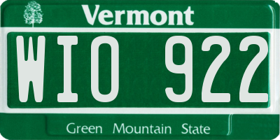 VT license plate WIO922