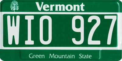 VT license plate WIO927