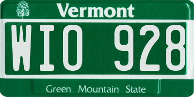 VT license plate WIO928