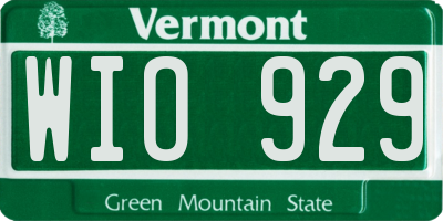 VT license plate WIO929