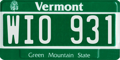 VT license plate WIO931