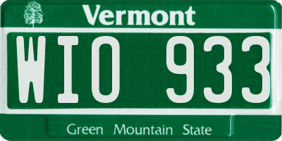 VT license plate WIO933