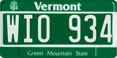 VT license plate WIO934