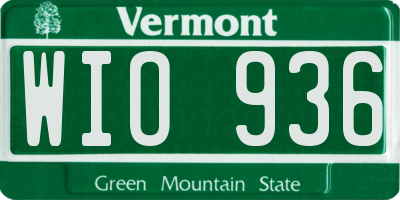 VT license plate WIO936