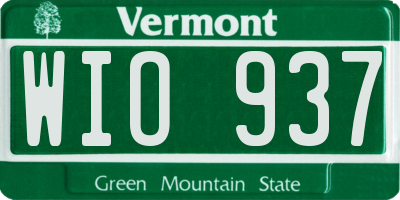 VT license plate WIO937