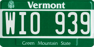 VT license plate WIO939