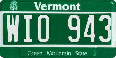 VT license plate WIO943