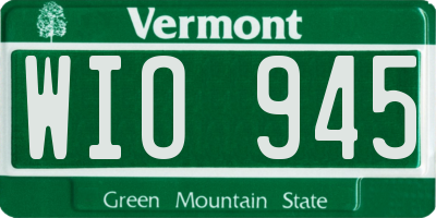 VT license plate WIO945