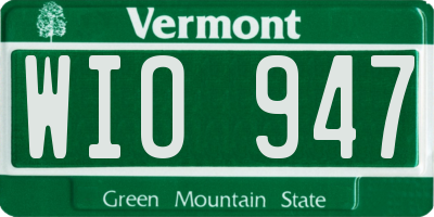 VT license plate WIO947