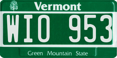 VT license plate WIO953